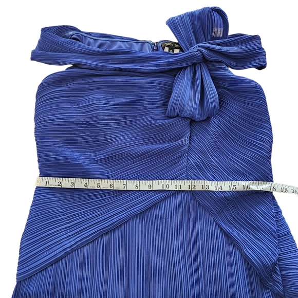 Women's Tadashi Shoji Blue Long Off The Shoulder Bow Evening Gown Dress 16 FLAW - Picture 12 of 12